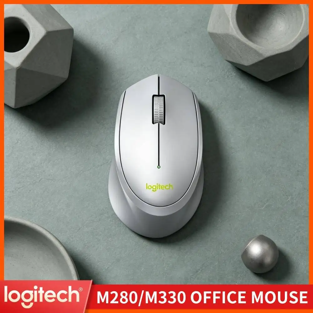 Logitech M330 Ergonomic Wireless Mouse 2.4GHz Silent Click USB Nano Receiver Wide Frame for Windows Mac Linux PC Tray