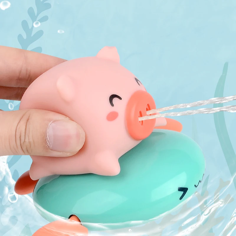 Lovely Baby Shower Toys Cute Cartoon Pig Water Spray Clockwork Toys Baby Swimming Pool Bathing Beach Toys Boy Girl Gift