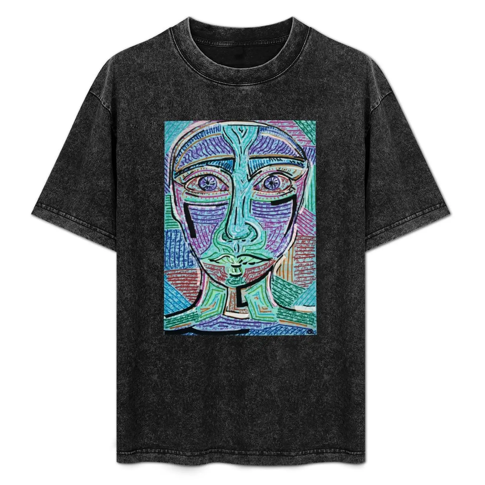 

Faces of Faces Drawing T-Shirt Work Wear Breathable Tee