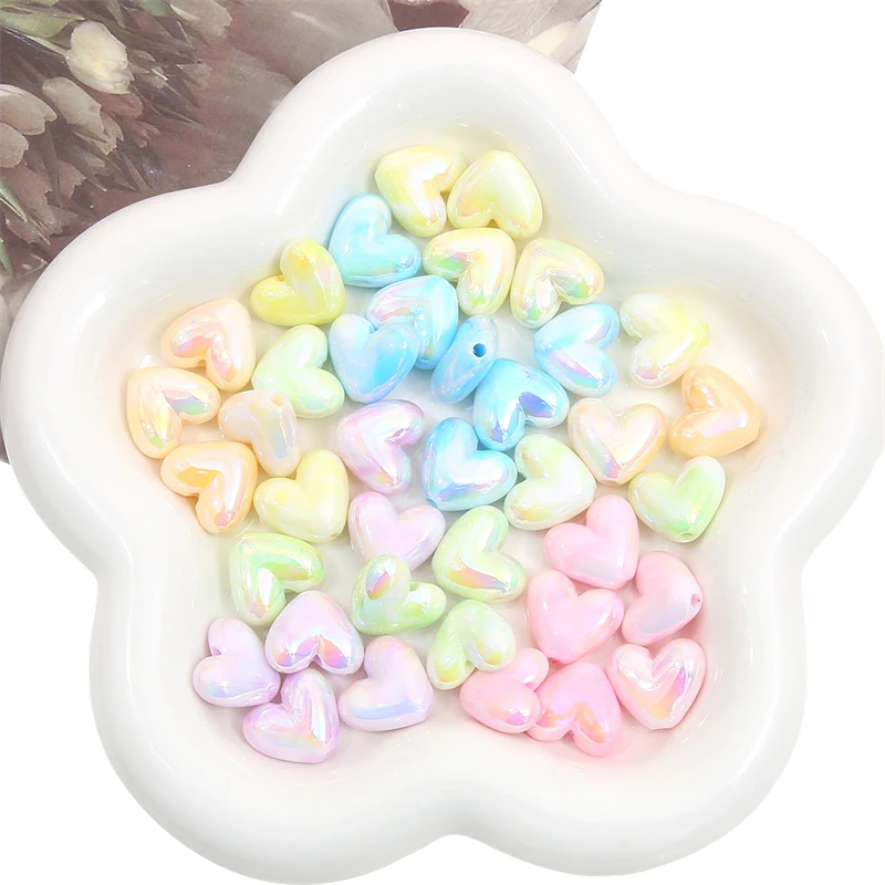 5pcs 17x15mm Colorful Acrylic Heart Beads Charms Loose Bead for Women Earring Bracelet Necklace DIY Jewelry Making Craft view 3