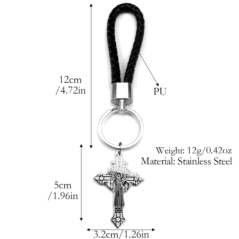 الكاثوليكية سانت بنديكت ميدالية الصليب مفتاح سلسلة للنساء الرجال الذهب اللون الفولاذ المقاوم للصدأ سان بينيتو خاتم هدية