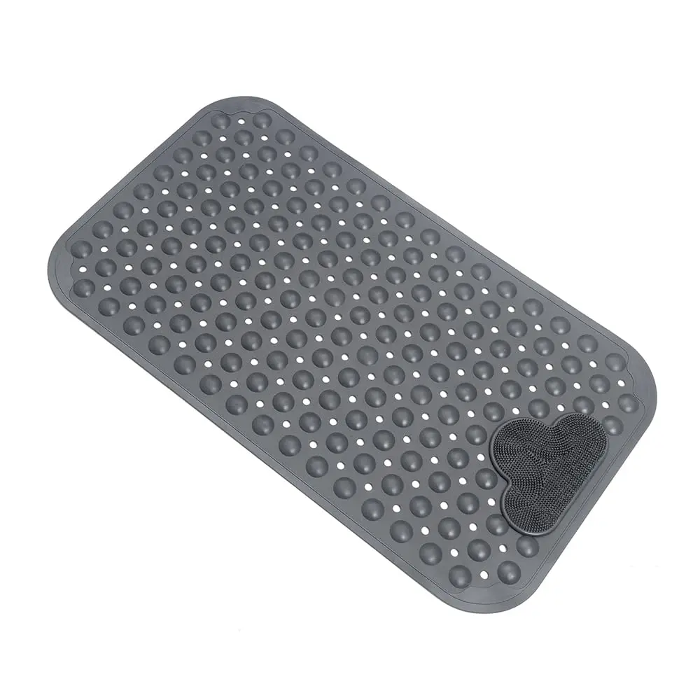 

Противоскользящий коврик для ванной и душа с присосками, 28 x 16 дюймов, машинная стирка (серый)