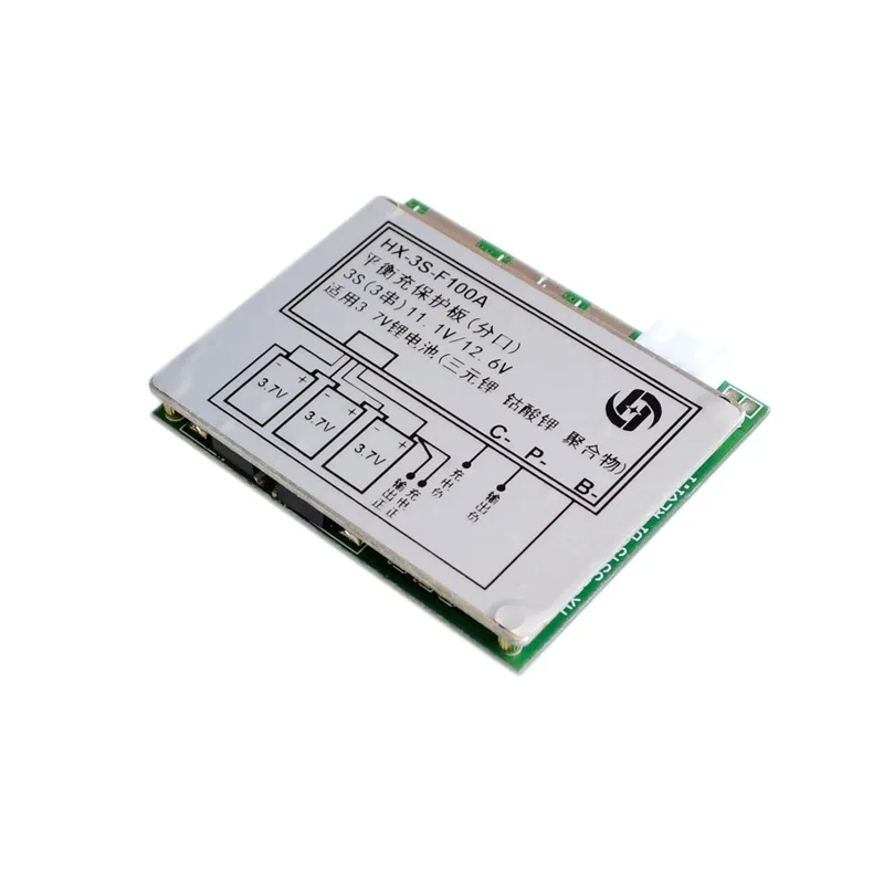 3S 12V 100A Li-ion Lithium 18650 Battery BMS PCB Protection Board with Overcharge and Over Discharge Protection HX-3S-F100A