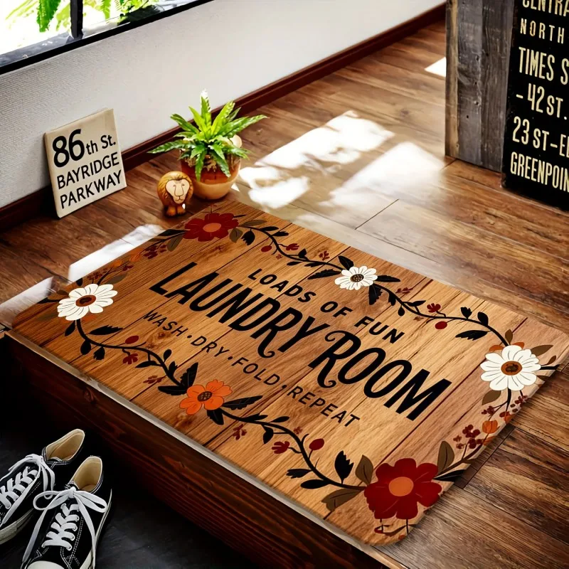 Rustic Fruit Plaid Style Buffalo Check Border Watermelon Strawberry Lemon Home Sweet Home Print Non Slip Entry Doormat