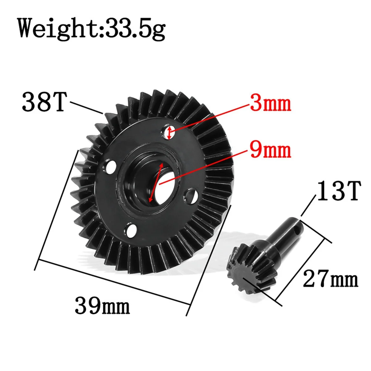 B24B Roda Gigi Diff Logam untuk 1/10 Axial RBX10 Roda Gigi Diff Poros Depan atau Belakang 38T/13T Bagian Perayap RC