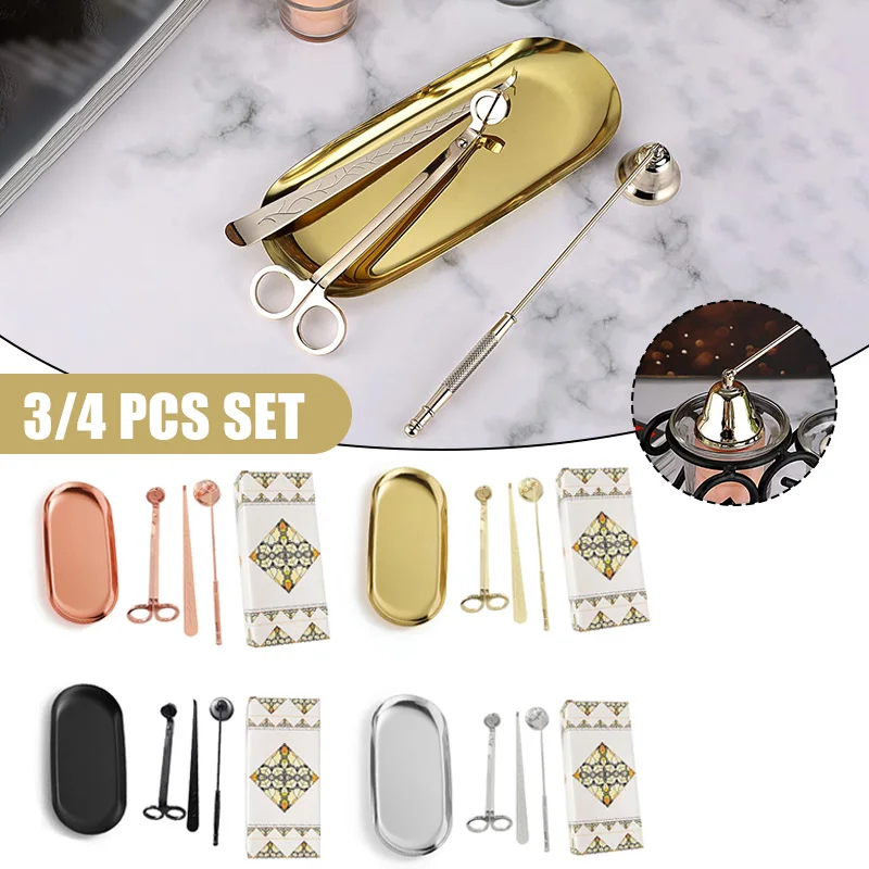 1/3/4 PCS Candle Wick Trimmer Care Set Stainless Steel Accessory Wick Cutter Candle Snuffer Extinguisher Wick Dipper Kit Gift