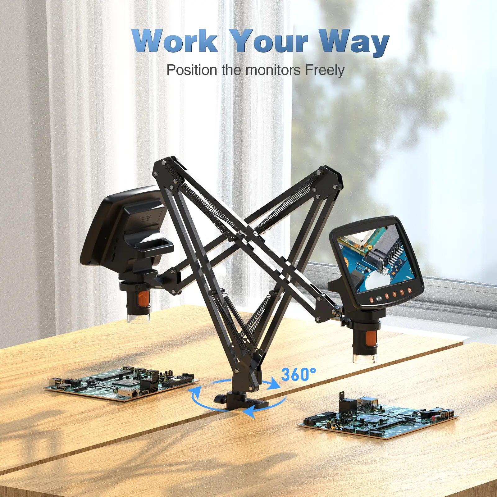 Hayve Microscope Arm Stand，Adjustable Metal Bracket Coin Microscope Mount  Compatible with DM4 DM9 MS1 MS3