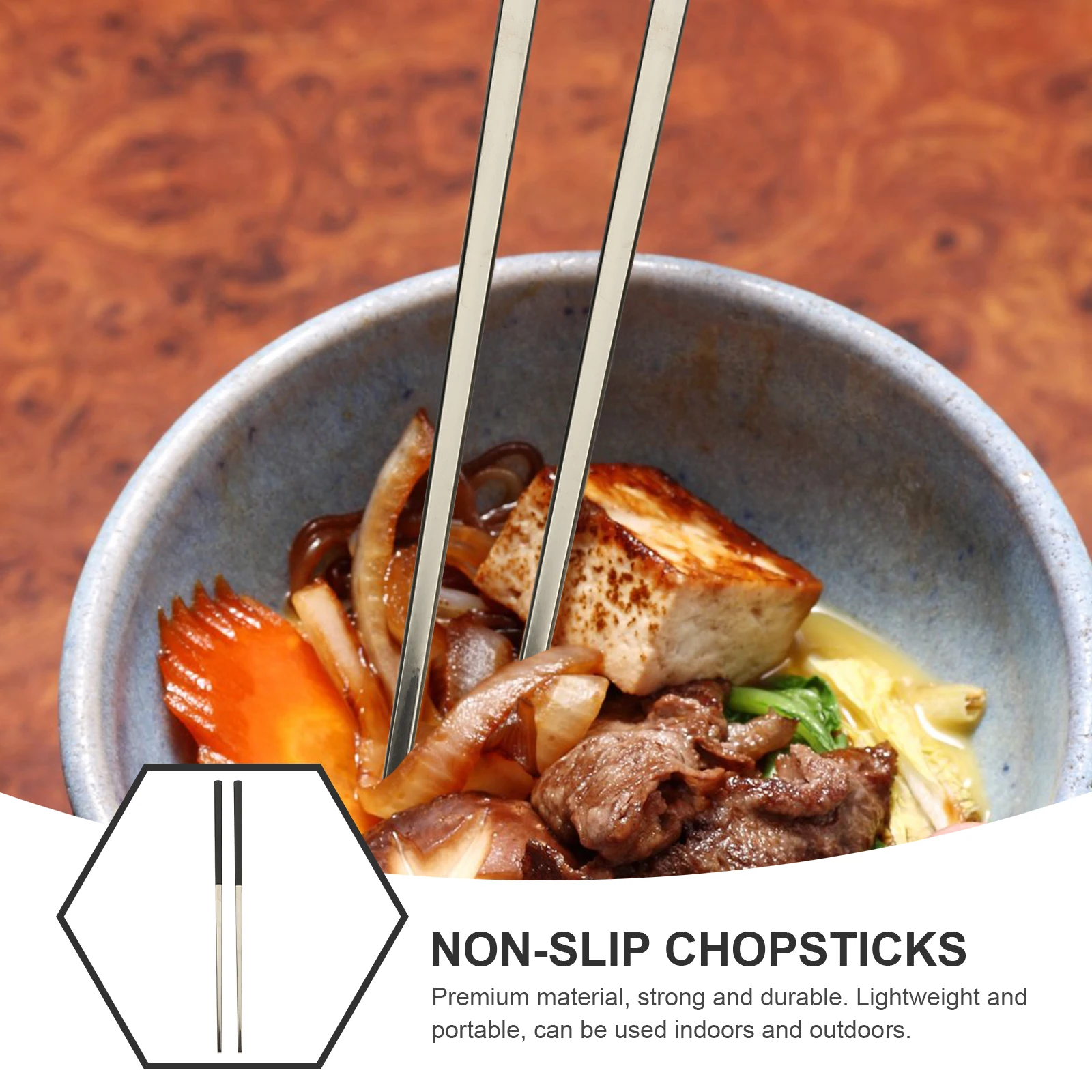 

Anti-Slip Heat Resistant Stainless Steel Chopsticks Smooth Lightweight Reusable Household Cooking Chopsticks For Camping