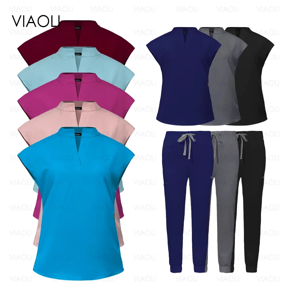 

Chinese Collar Design Medical Nurse Surgical Uniform Women Clinical Top Hospital Pant Dental Doctor Set Advanced Beauty Workwear