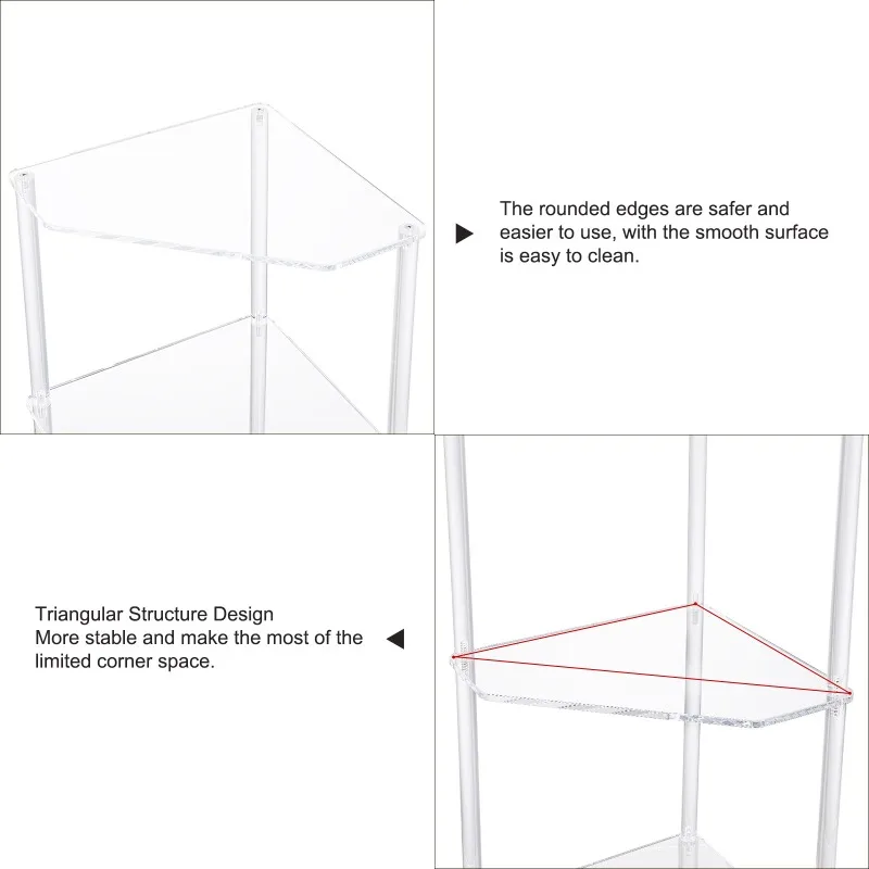 acrylic corner table three layers, triangular corner table, living room, bedroom, bathroom small side table, shelf