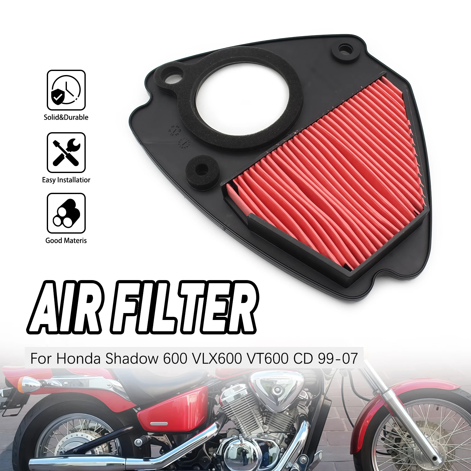 

Air Filter Element For Honda Shadow VLX 600 VT600C VT600CD Deluxe 1999-2007 Replacement Motorcycle Accessories