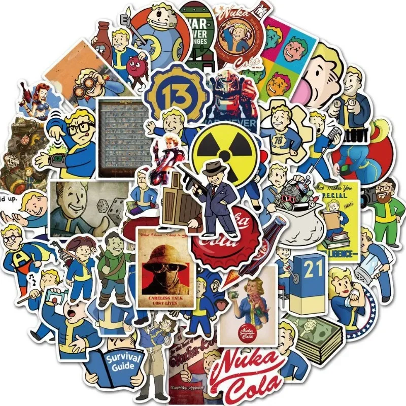 50 pçs fallout dos desenhos animados graffiti adesivos portátil bagagem telefone móvel copo de água guitarra motocicleta diy adesivos decorativos