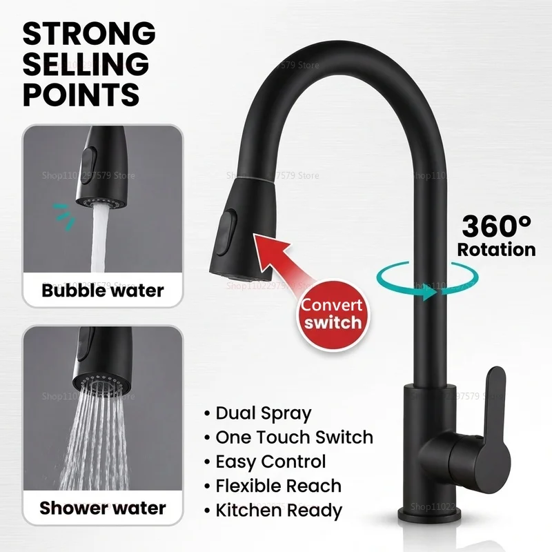 

2026New Modern Stainless Steel 360° Rotating Telescopic Faucet Stainles Steel Is More Durable Kitchen Sink Bathroom Basin Faucet