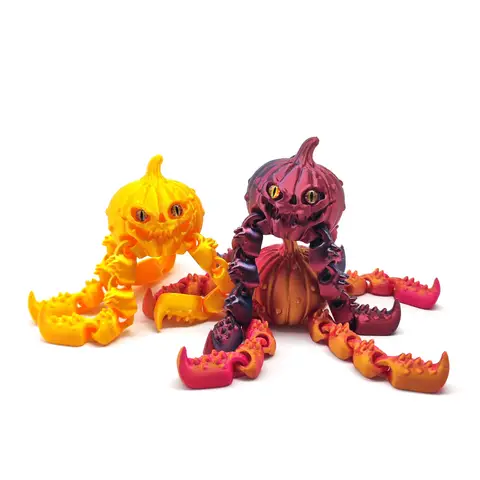 3D-geprinte pompoen Octopus Monster Halloween Decoratie Nieuw speelgoedmodel 18 cm Desktop Display Item Volledig gewricht en beweegbaar