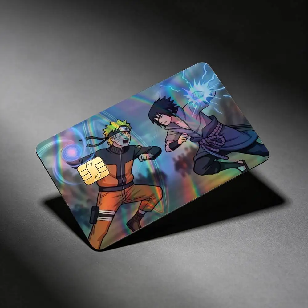 poster NARUTO Uzumaki Sasuke Sakura Kakashi Uchiha Itachi Laser Reflective Card Skin Sticker For Debit Credit Card