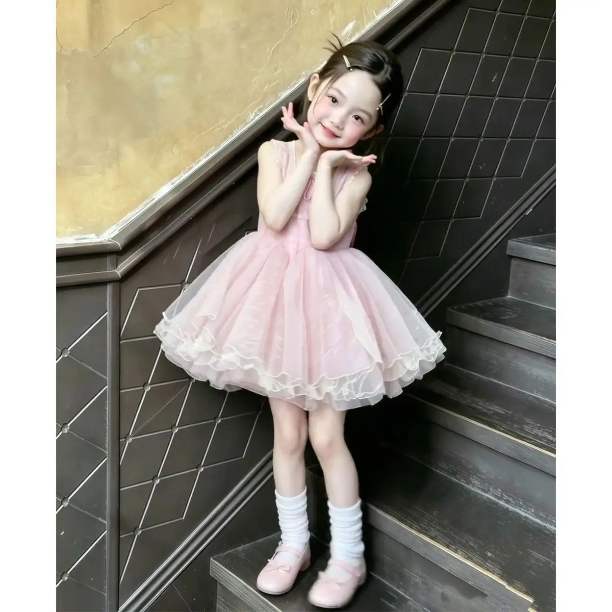 Fashion Girls Pink Sleeveless Dress Summer Kids Thin Baby Toddler Sundress Cute Princess Party Gown 0 2 4 6 7 9Y
