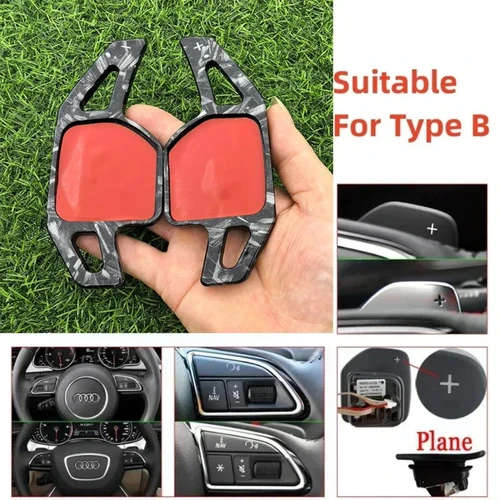 Imagen 2 del producto Palanca de cambios de volante con impresión de fibra de carbono para Audi A3 S3 8V A4 S4 A5 S5 B8.5 A6 S6 A7 S7 C7 Q5 Q7 2013 2014 2015 2016