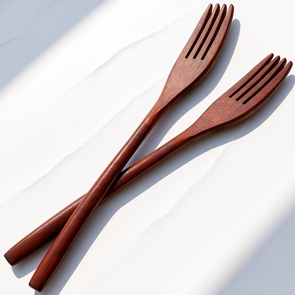 

2pcs Long Wooden Fork For Eating Stirring Mixing Serving Natural Wood Wood Fork For Eating Cookware Kitchen Dining Tool