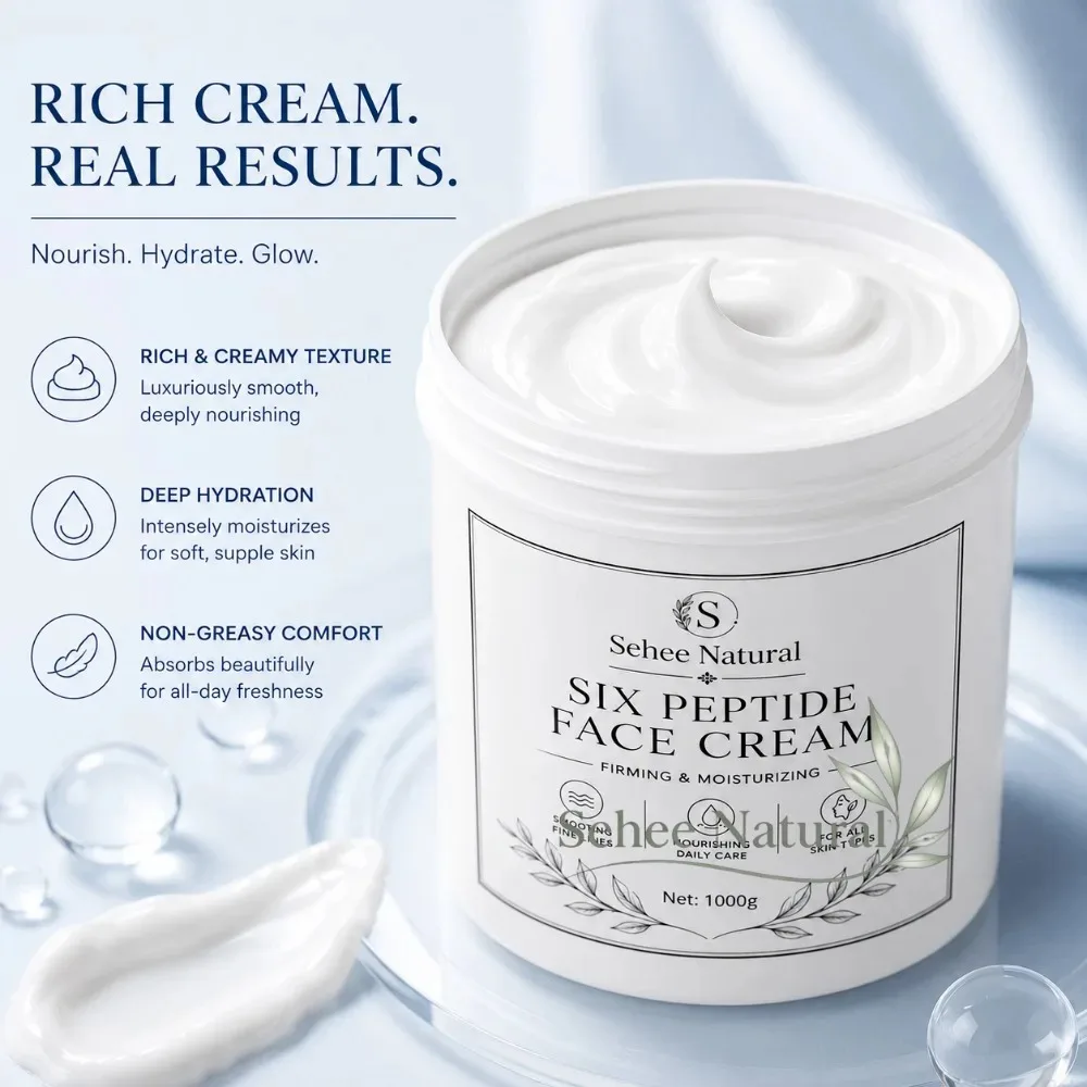 Six Peptide Firming Face Cream Hydrating Non-Greasy Moisturizer Smooth Fine Lines Nourishing Facial Cream For All Skin Types