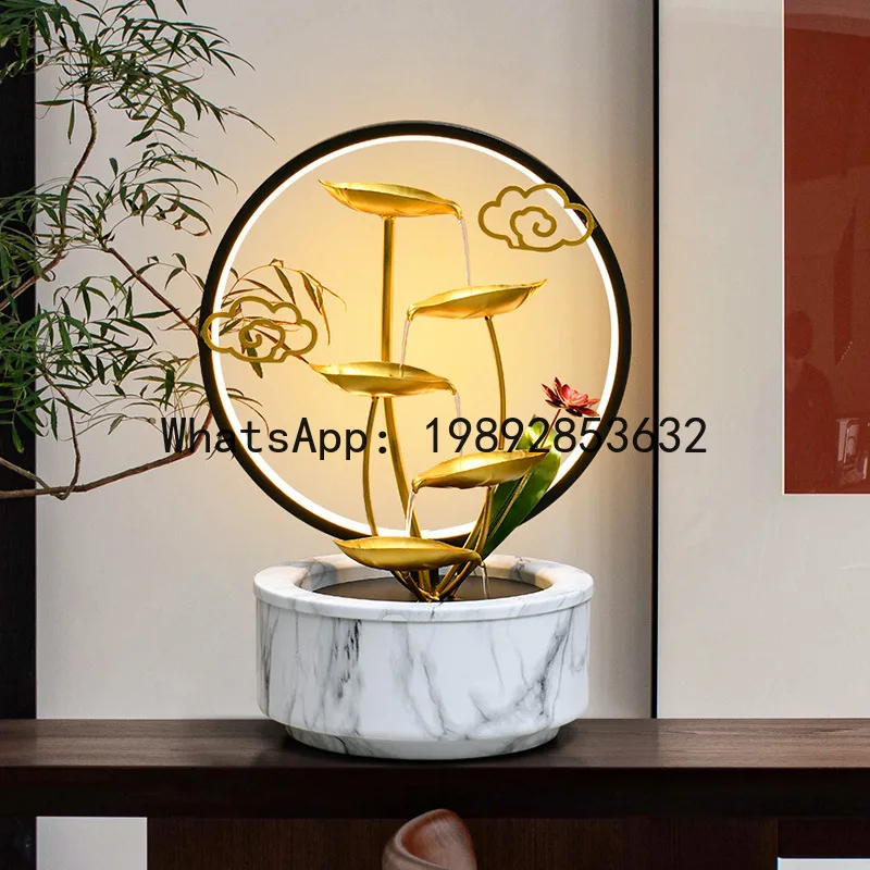 CZ  Feature Flowing Water Wealth Circulation Metal Ornament Decoration Living Room Entrance Landscape Wealth Opening Gift