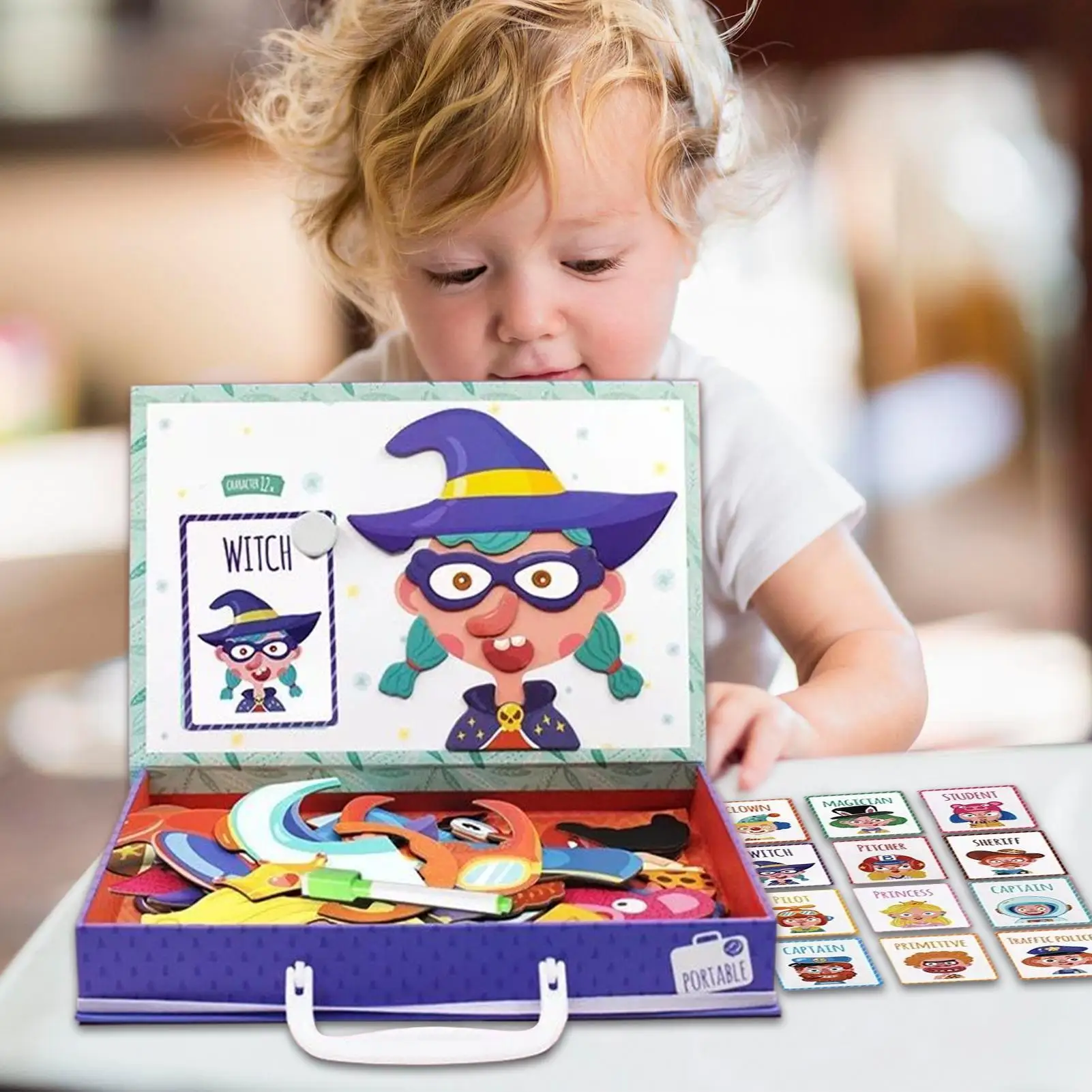 Quebra-cabeças magnéticos dupla face brinquedos educativos haste brinquedo para meninos meninas crianças festa de aniversário viagem casa pré-escolar escola