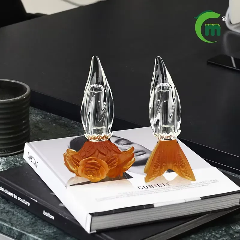 For Factory Sealed Christmas Design Empty Glass Rose Crystal Perfume Bottle Owl Shape Floral Pattern Art Collection