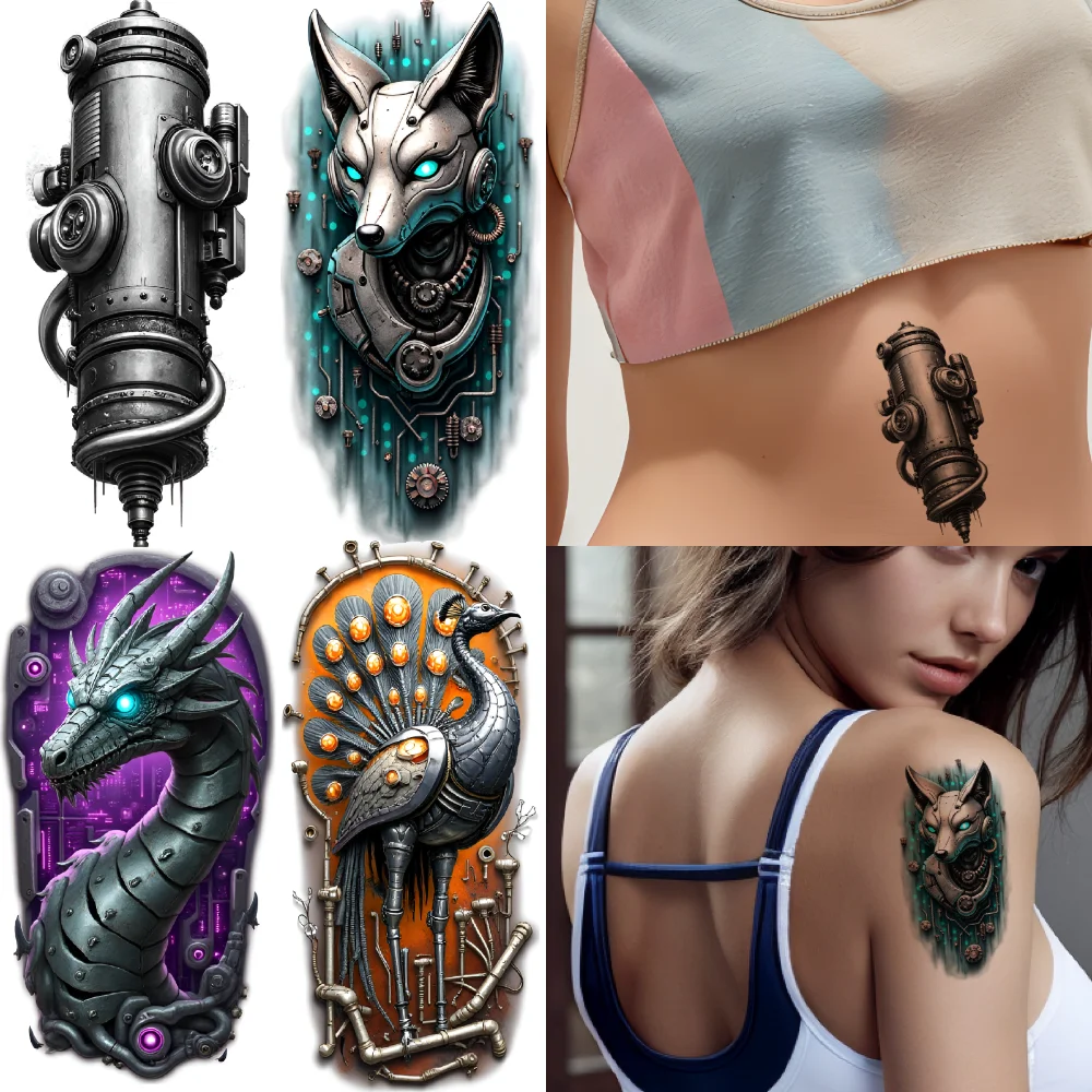 

12 шт., временные татуировки, фэнтезийные существа, красочные реалистичные механические насекомые, роботы-животные для спины, женщин и взрослых