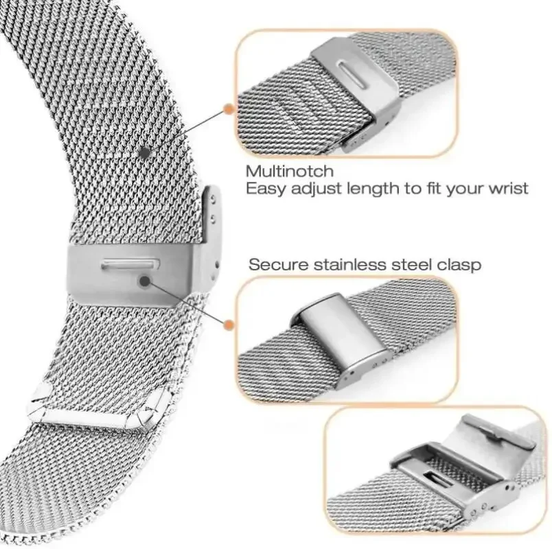 18mm 20mm 22mm Edelstahlarmband für Garmin Venu 4 3 2 2S 3S/Forerunner 55 158 245 255 645 745 965 970/Vivoactive 4 5 6 Band – Detail 24