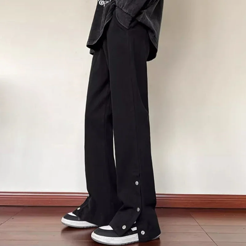 

Женская мода, уличная одежда, джинсы с высокой талией, женские шикарные корейские прямые джинсовые брюки, повседневные тонкие брюки для девочек