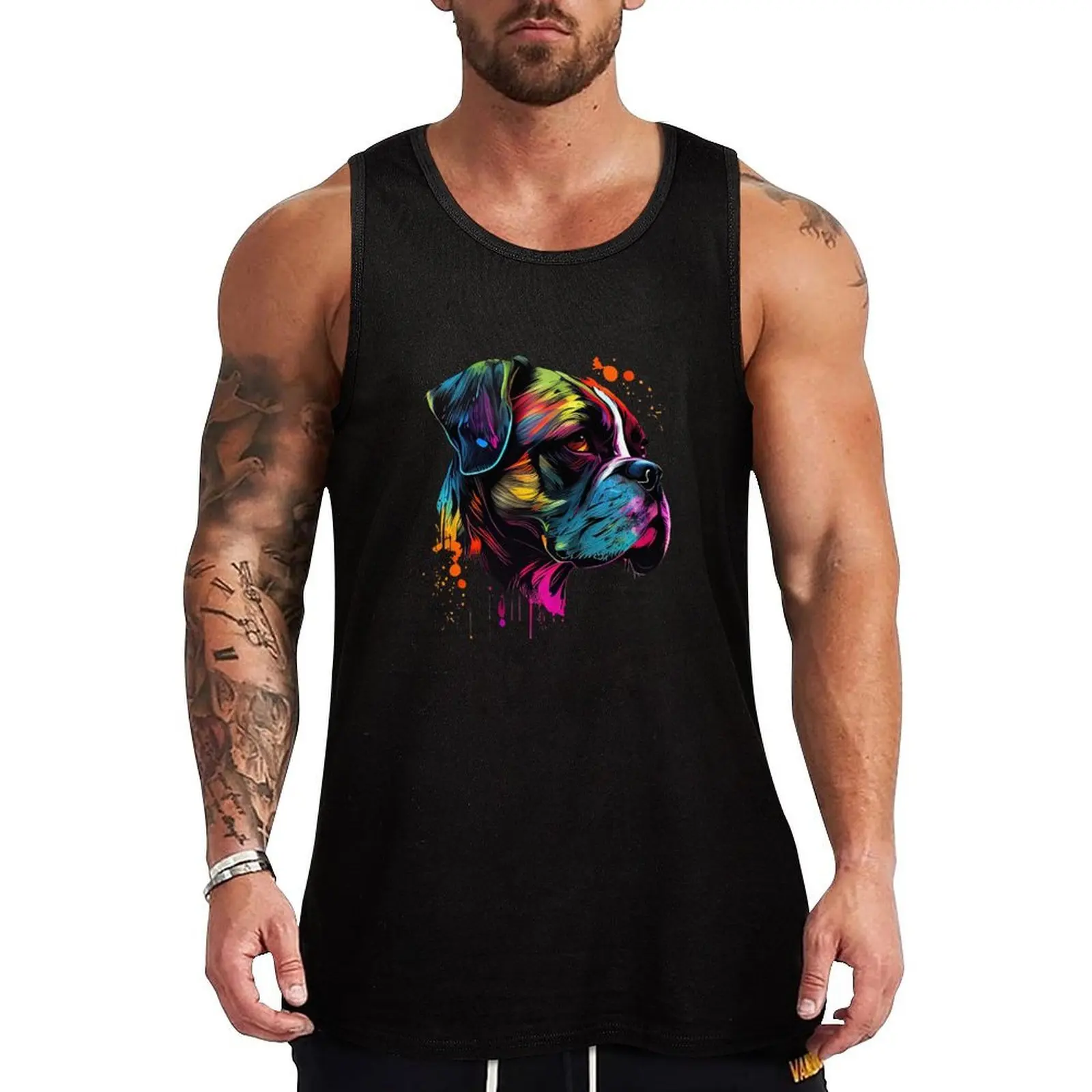 

Boxer Dog Pop Art Design Cute Boxer Dog Lovers Tank Top Men's sleeveless bodybuilding t shirt Male vest