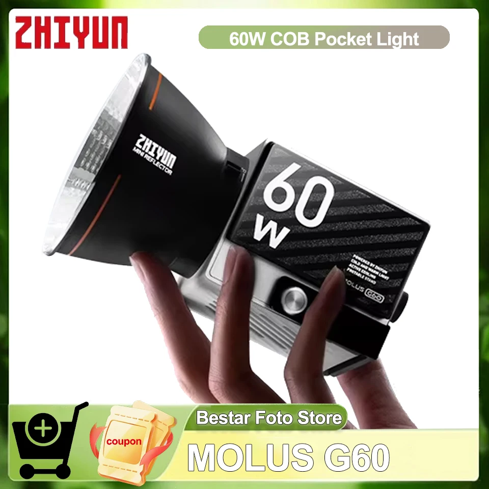 ZHIYUN MOLUS G60 60 Вт COB Карманный светильник с двойной системой питания 2700-6500k Двухцветный видеосвет для фотостудии ZHIYUN MOLUS G60 60 Вт COB Карманный светильник с двойной системой питания 2700-6500k Двухцветный видеосвет для фотостудии