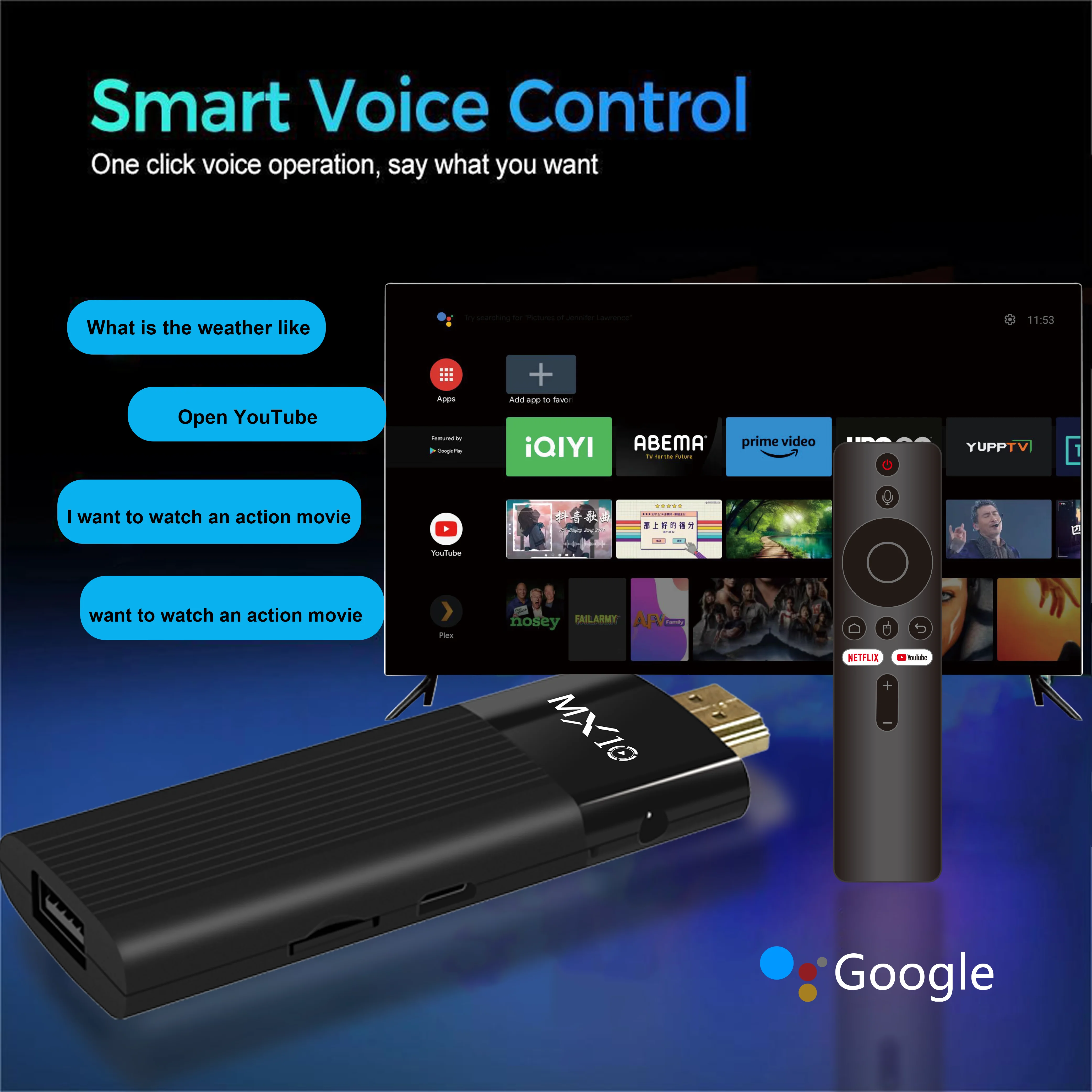 2026 New MX10 F3 TV Dongle 4K 60fps Android 13 Allwinner H313 2GB 16GB WiFi 6 Voice Control TV Stick