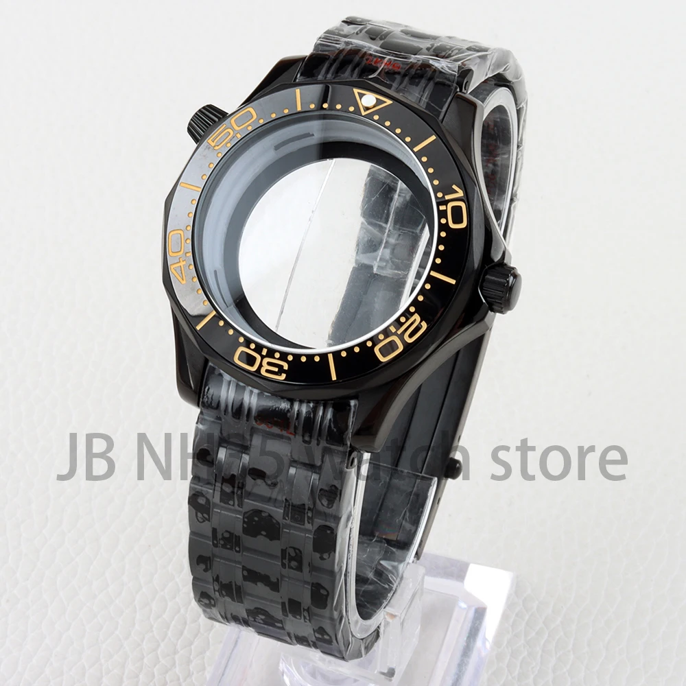 

fit 41mm Seamaster 300 Watch Case Black PVD Stainless steel Waterproof for NH35 NH36 movement 31mm Dial High Quality Watch Parts