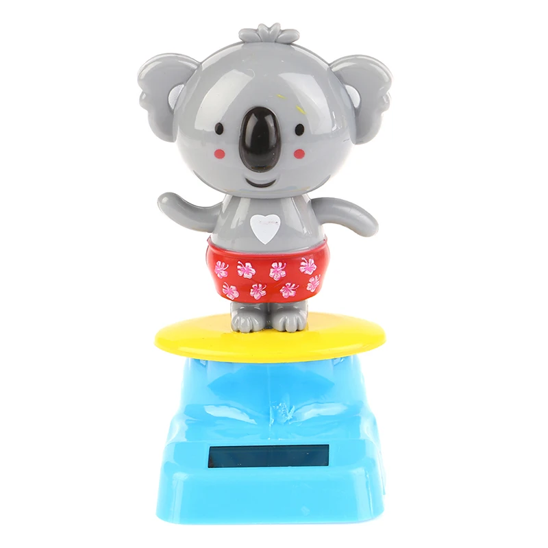 Kawaii Cartoon Bobble Head Koala Toy Ornaments Solar Power Car Ornament Shaking Head Toy Auto Decorations