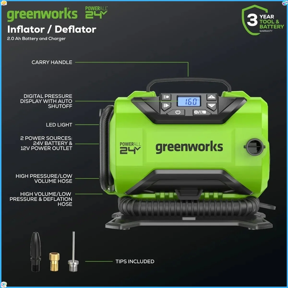 강력한 24V 휴대용 에어 컴프레서 160 PSI, 빠른 무선 인플레이션, 다목적, 9.17x6.67x8.58 인치