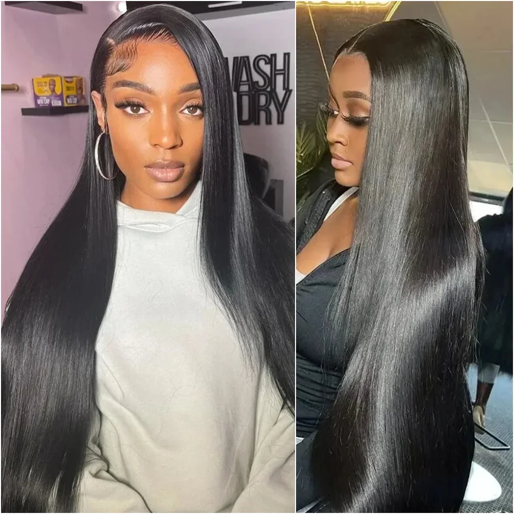 

36 Inch Bone Straight 360 Full Lace Front Wigs Pre Plucked Brazilian Transparent 13x6 HD Lace Frontal Human Hair 5x5 Glueless