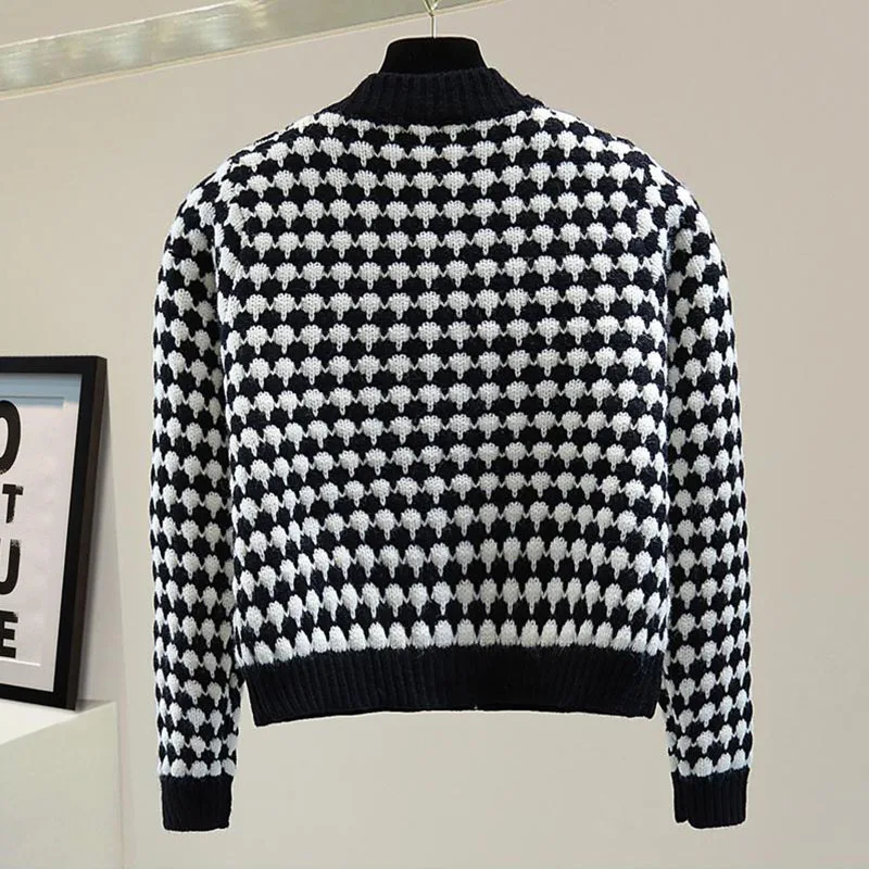 Korean Women Short Cardigans Sweaters Streetwear Fashion Knitted Clothing Spring Autumn Long Sleeve Bow Diamonds Casual Coats