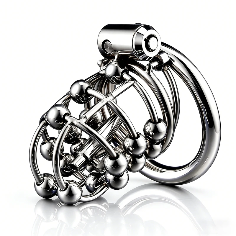 LOCKINK Male Metal Chastity Cage Steel Ball Chastity Device Sissy Penis Cage with Chastity Belt Cock Ring Adult Sex Toys for Men