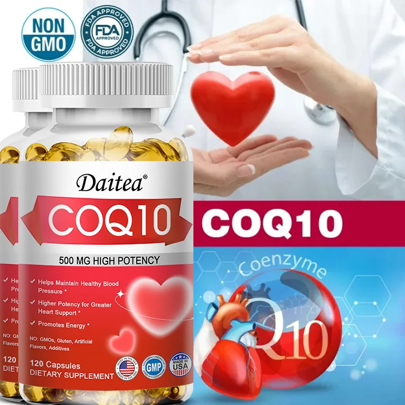 Koenzim Q10 (CoQ10) 500 Mg kapsul antioksidan, kesehatan jantung, tingkat tekanan darah dan dukungan kekebalan tubuh, produksi energi