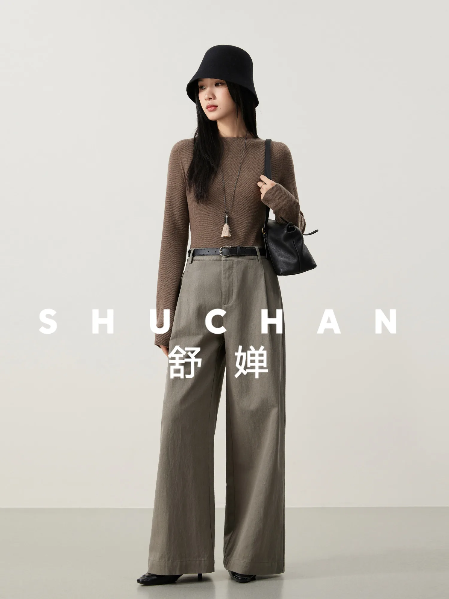 

Высококачественные прямые повседневные брюки из лиоцелла и хлопка с передними складками и задним карманом, новинка весны 2026