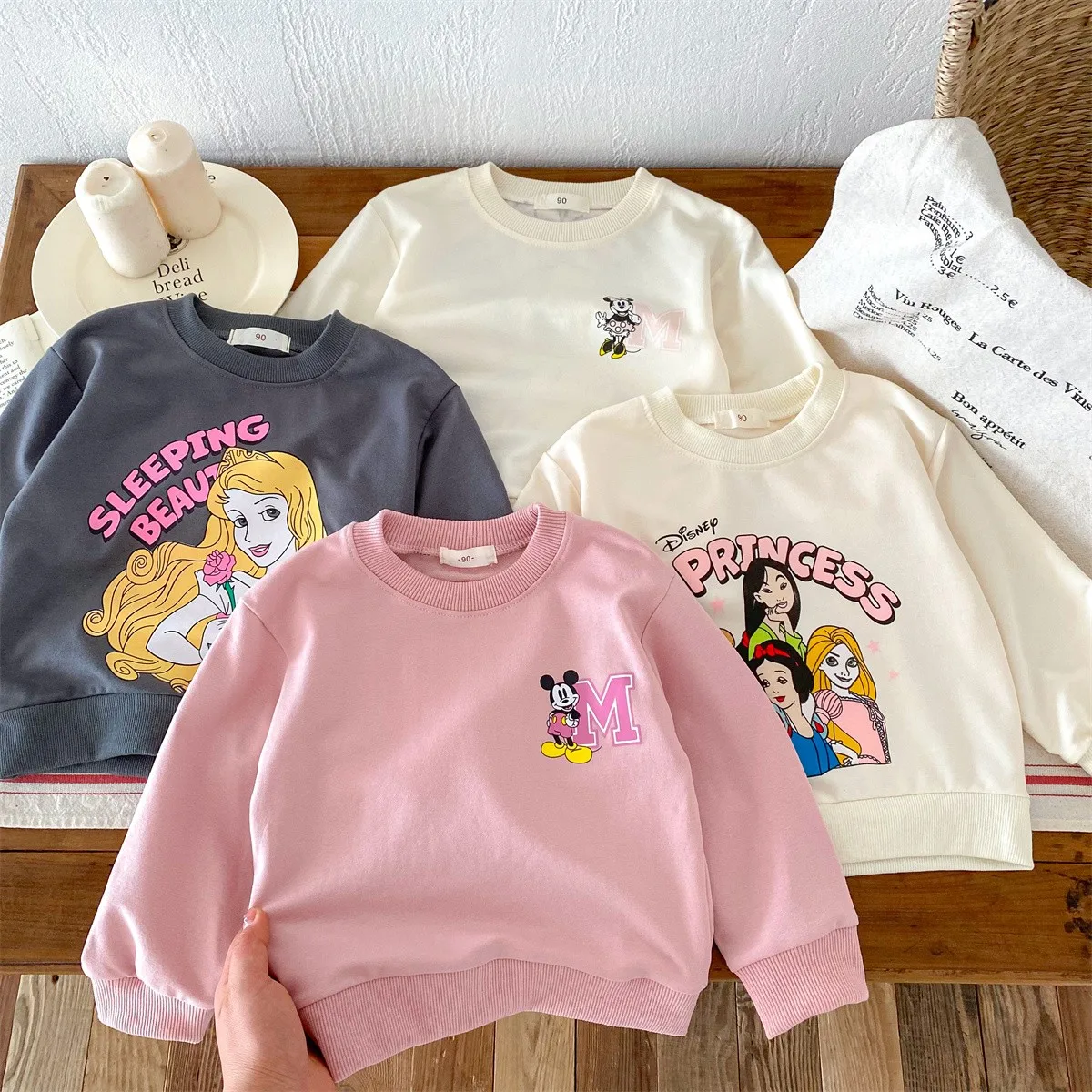 0-4year Girl's Clothes Tops Long Sleeved Loose Spring Sweatshirt Fashion Cartoon Printed Cute Children's Wear Hoodies O-neck