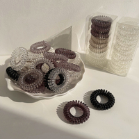 9 Pcs/Box Telephone Wire Elastic Hair Bands Transparent Rubber Bands Spiral Hair Ties Accessories for Women Girls Kids