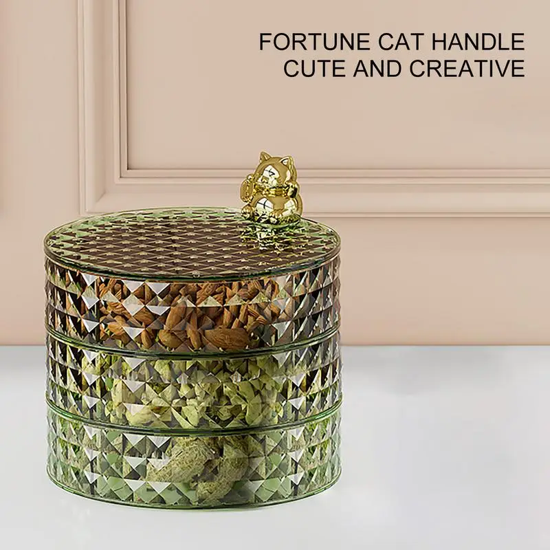 

Snackle Box Container Rotating Snack Tray 3-Tiers Candy Box Large Capacity Serving Dishes Luxury Display Plate For Nut & Party