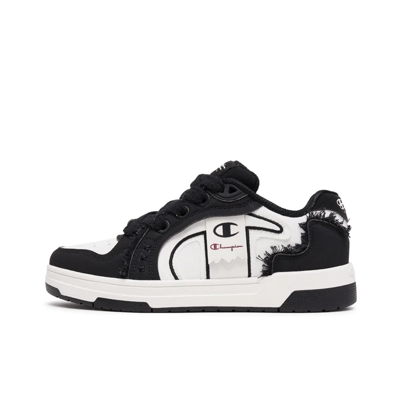 Chaussures Champion Ribbon en textile et cuir synthétique, chaussures de skateboard basses unisexes noir/blanc lait U5CFCTU75U1