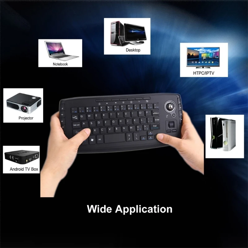 2.4G Wireless Keyboard with Trackball Mouse 2 in 1 for Computer Entertainments