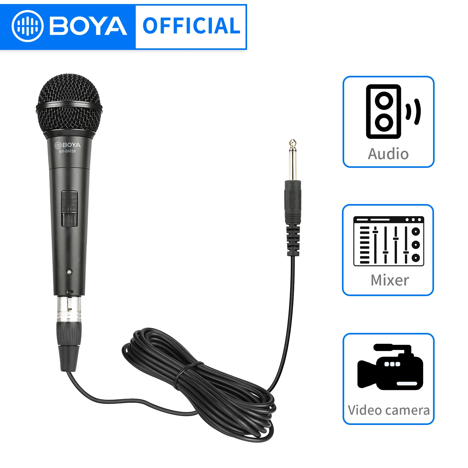 BOYA BY-BM58 Cardioid Dynamic Handheld  Vocal Microphone for Live Stage Theater Rehearsals Meetings and More