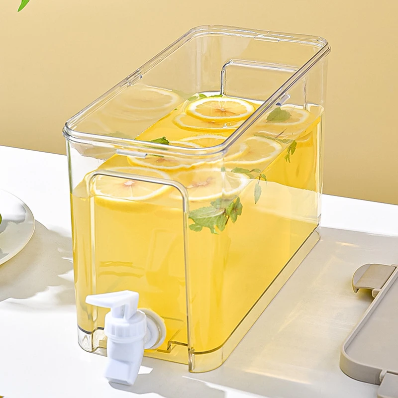 

3.9L Transparent Refrigerator Sealed With Faucet Cooler Kettle Large Capacity Cold Drink Kettle Drink Bucket Cool Tea Kettle