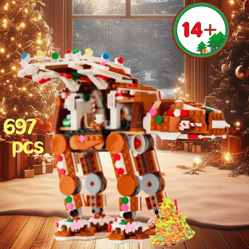 

Bricklink Ideas Christmas Gingerbread Snowspeeders 697 Pcs Gingerbread At-at Addon Model Spaceship Sets Building Blocks Toys