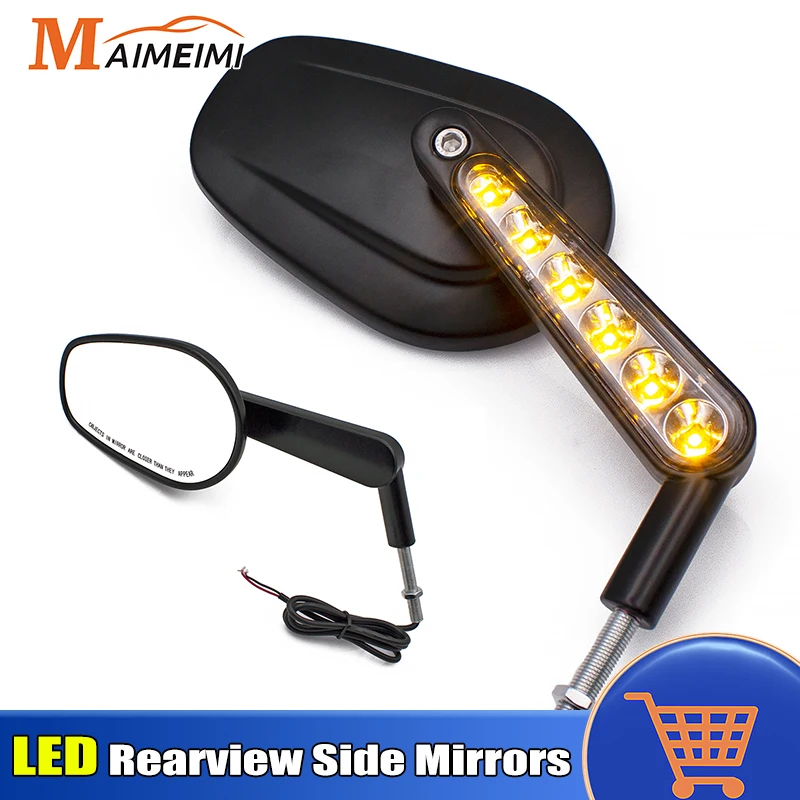 

Motorcycle Motor Rear View Side Mirrors With LED Turn Signal Light Rearview Mirrors For Harley 2009 2010 2011-2017 V-ROD VRSCF