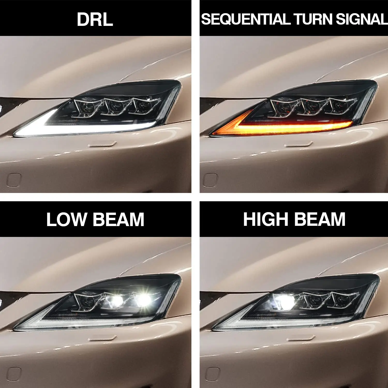 Reflektory Led kompatybilne z Lexus IS250 IS350 ISF IS 220d 2006- 2012 lampy przednie z sekwencyjnym obrotem S